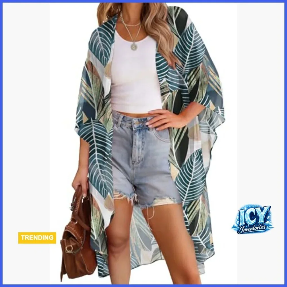 Lightweight Kimono Coverup for Swimwear, Sheer Quick-Drying Fabric